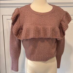 Wild Fable Ruffled Crew Neck Sweater - Mauve